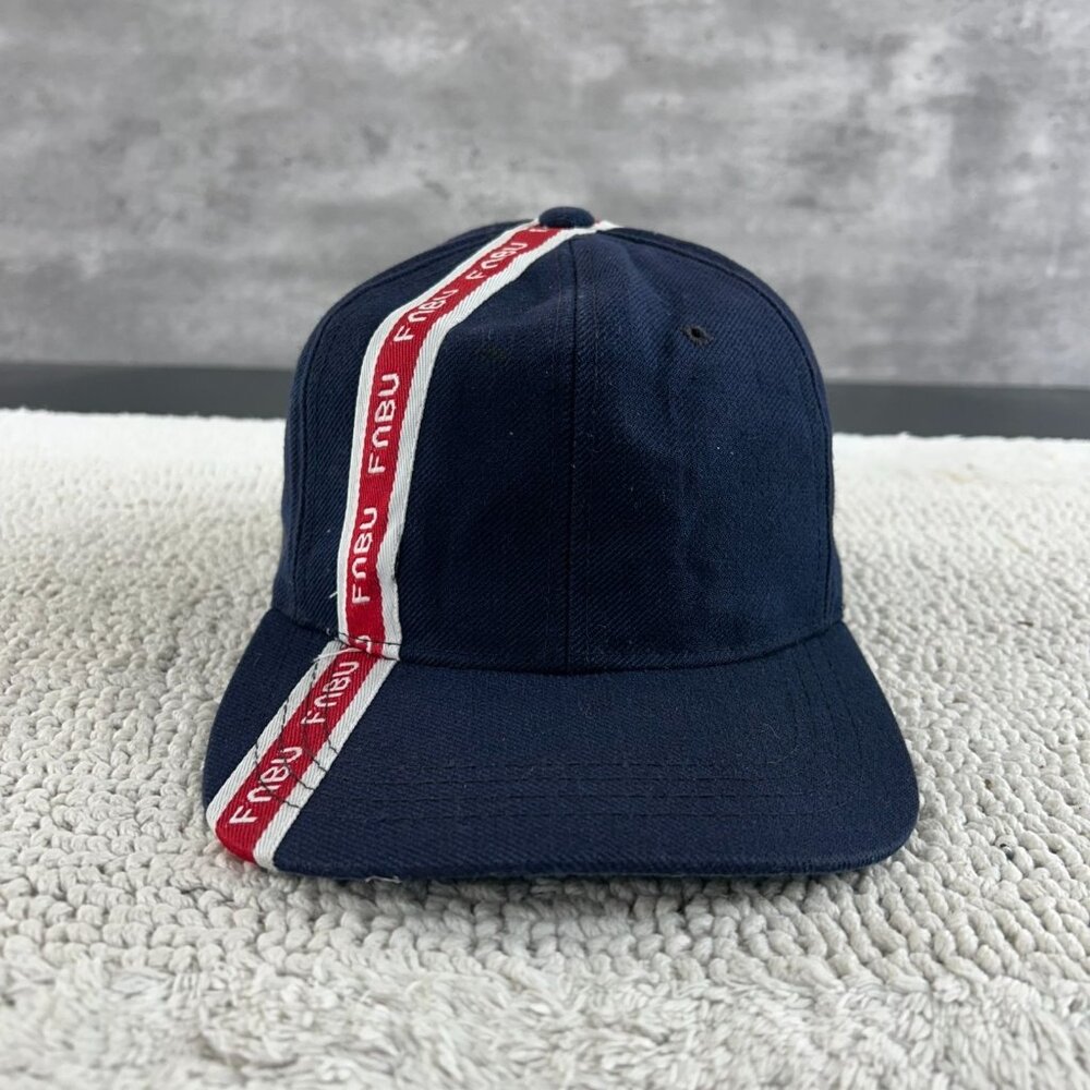 Vintage FUBU Snapback Hat OSFA Wool Hip Hop Rap y2k Navy Blue Spell Out Spellout